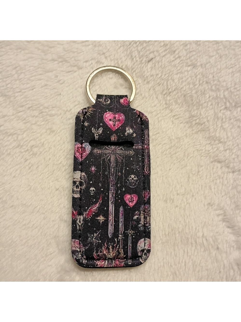 2/$10 Black and Pink Cross Lipstick Keychain Holder